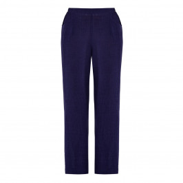 QNEEL CHEESECLOTH LINEN TROUSER NAVY - Plus Size Collection