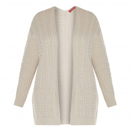 MARINA RINALDI CABLE KNIT CARDIGAN BEIGE  - Plus Size Collection