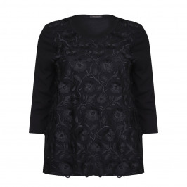 Marina Rinaldi black embroidered organza SWEATER - Plus Size Collection