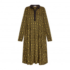 Alembika Jersey Tile Print Shirt Dress Chartreuse - Plus Size Collection