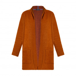 Beige Fluffy Cardigan Cognac - Plus Size Collection