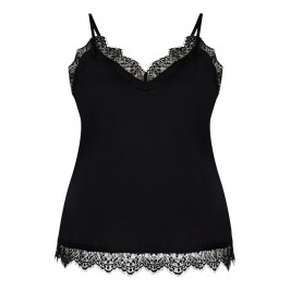 BEIGE LACE TRIM CAMISOLE BLACK - Plus Size Collection