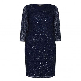 BEIGE LABEL SEQUIN DRESS NAVY - Plus Size Collection