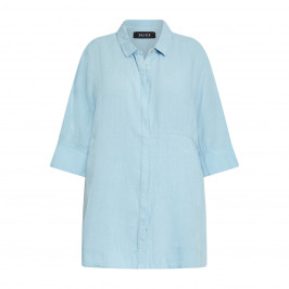 Beige Linen Shirt Sky Blue - Plus Size Collection