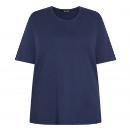 Beige Pure Cotton T-Shirt Navy - Plus Size Collection