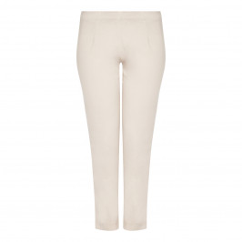 BEIGE COTTON STRETCH BLEND FULL LENGTH TROUSER IN SAND - Plus Size Collection