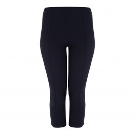 BEIGE LABEL SLIM LEG CROPPED VISCOSE STRETCH TROUSER IN NAVY - Plus Size Collection