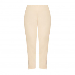 Beige Pull on Cotton Blend Cropped Trouser Sand - Plus Size Collection