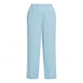 Beige Linen Pull On Trousers Sky Blue - Plus Size Collection