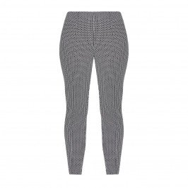 BEIGE BIRDSEYE PRINT TROUSER BLACK AND WHITE - Plus Size Collection