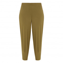BEIGE STRETCH JERSEY TAPERED TROUSERS OLIVE - Plus Size Collection