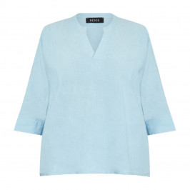 Beige Linen Tunic Sky Blue - Plus Size Collection
