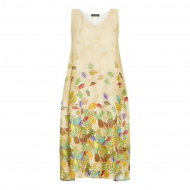 Elena Miro Leaf Dress Beige  - Plus Size Collection