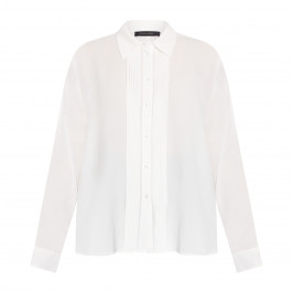 Elena Miro Pleated Placket Shirt White - Plus Size Collection