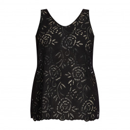 Elena Miro Broderie Anglaise Top Black  - Plus Size Collection