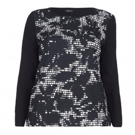 ELENA MIRO MONOCHROME PRINT TOP WITH CREPE FRONT - Plus Size Collection
