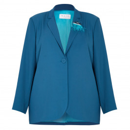 GAIA SINGLE BREASTED BLAZER TEAL - Plus Size Collection