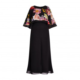 Georgedé Dress With Integrated Floral Cape Black - Plus Size Collection