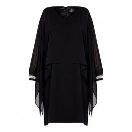 KIRSTEN KROG CAPE DRESS DIAMANTE CUFF BLACK - Plus Size Collection