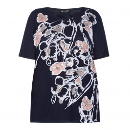 PER TE BY KRIZIA navy print TOP with sequin detail - Plus Size Collection