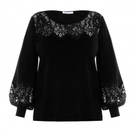 LOUISA VIOLA LACE TRIM SWEATER BLACK - Plus Size Collection