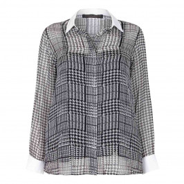 MARINA RINALDI SILK CHIFFON PRINCE OF WALES CHECK SHIRT - Plus Size Collection