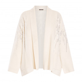 Marina Rinaldi Wool Mix Beaded Cardigan Ivory - Plus Size Collection