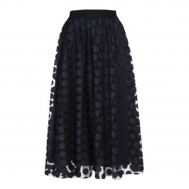 MARINA RINALDI NAVY TULLE POLKA DOT EMBROIDERED SKIRT  - Plus Size Collection