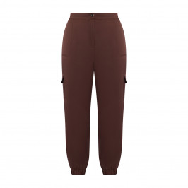 Persona by Marina Rinaldi Satin Cargo Trouser Chocolate  - Plus Size Collection