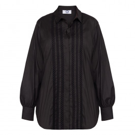 Marina Rinaldi Embroidered Cotton Shirt Black  - Plus Size Collection