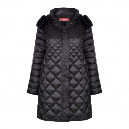 MARINA RINALDI BLACK FITTED PUFFA COAT WITH DETACHABLE HOOD  - Plus Size Collection
