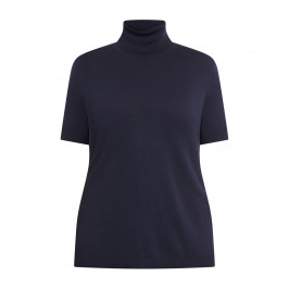 Marina Rinaldi Knitted Polo Neck Sweater Navy - Plus Size Collection