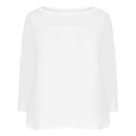 MARINA RINALDI SCOOP NECK TOP WHITE  - Plus Size Collection