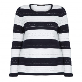 MARINA RINALDI NAVY AND WHITE STRIPE SWEATER - Plus Size Collection