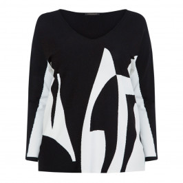 MARINA RINALDI ABSTRACT PRINT SWEATER BLACK AND WHITE  - Plus Size Collection