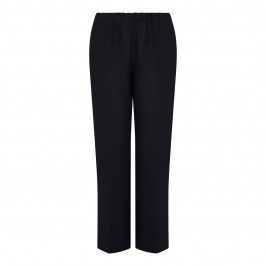 MARINA RINALDI LINEN PULL ON TROUSERS BLACK - Plus Size Collection