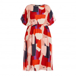 MARINA RINALDI GEOMETRIC PRINT DRESS TANGERINE - Plus Size Collection