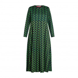 MARINA RINALDI STRETCH JERSEY CHEVRON DRESS GREEN - Plus Size Collection
