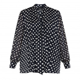 PERSONA BY MARINA RINALDI POLKA DOT BLOUSE NAVY - Plus Size Collection