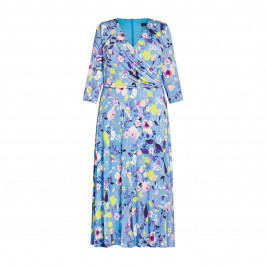 Tia Floral Jersey Dress Blue - Plus Size Collection