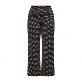 Tia Wide Leg Pull On Polka Dot Trousers Black - Plus Size Collection