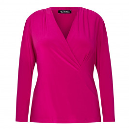 VERPASS JERSEY TOP CROSS-OVER CERISE - Plus Size Collection