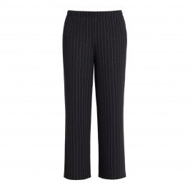 YOEK WIDE LEG PULL-ON PINSTRIPE TROUSER BLACK - Plus Size Collection