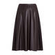 MARINA RINALDI FLARED FAUX LEATHER SKIRT CHOCOLATE