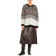 MARINA RINALDI FLARED FAUX LEATHER SKIRT CHOCOLATE