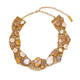 GOLD AND OPALESCENT SWAROVSKI CRYSTAL NECKLACE