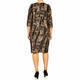 Beige Print Jersey Dress Black and Caramel 