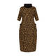 Beige Jersey Dress Doodle Print Caramel 