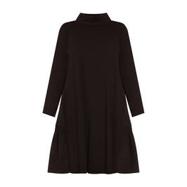 Beige Ruched Back Black Dress  - Plus Size Collection