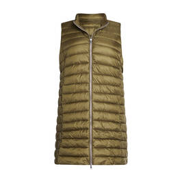 Beige Long Quilted Gilet Green - Plus Size Collection